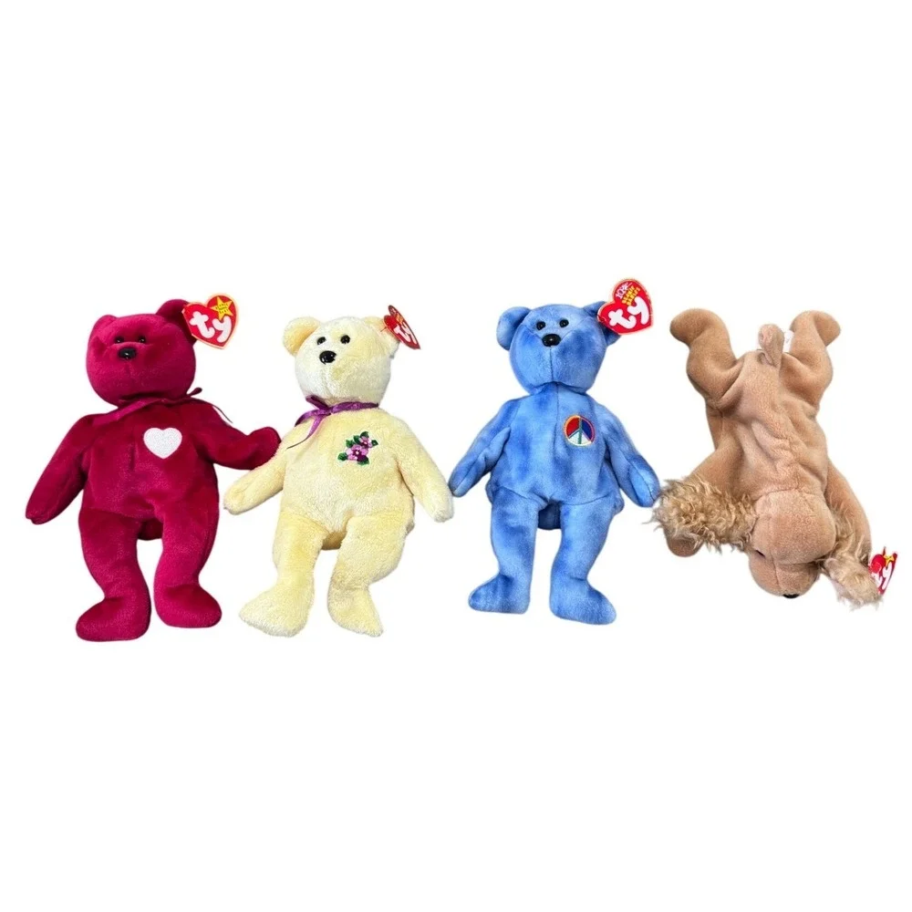 Ty Beanie Babies Plush Lot 4 Valentina Mother Peace Spunky Multicolor Excellent - Picture 2 of 7